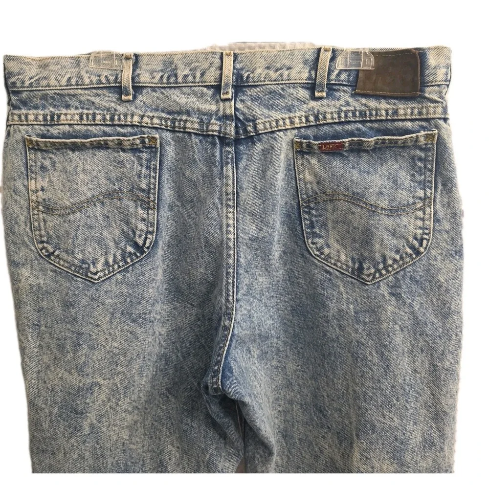 Vintage Lee Jeans Men's Blue Acid Wash Denim Classic Zip Fly USA Made 42x32
